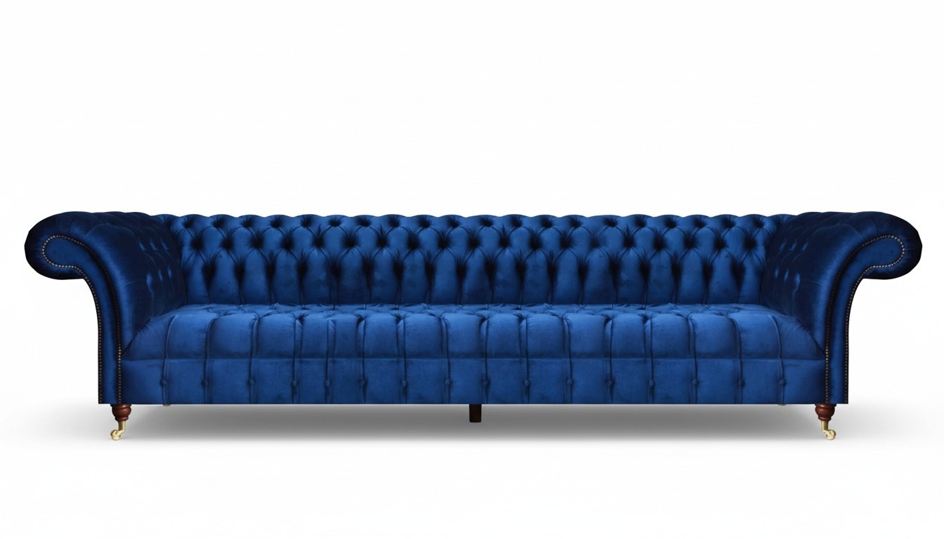 Chesterfield luxury sofa four-seater couch textile living room upholstered furniture