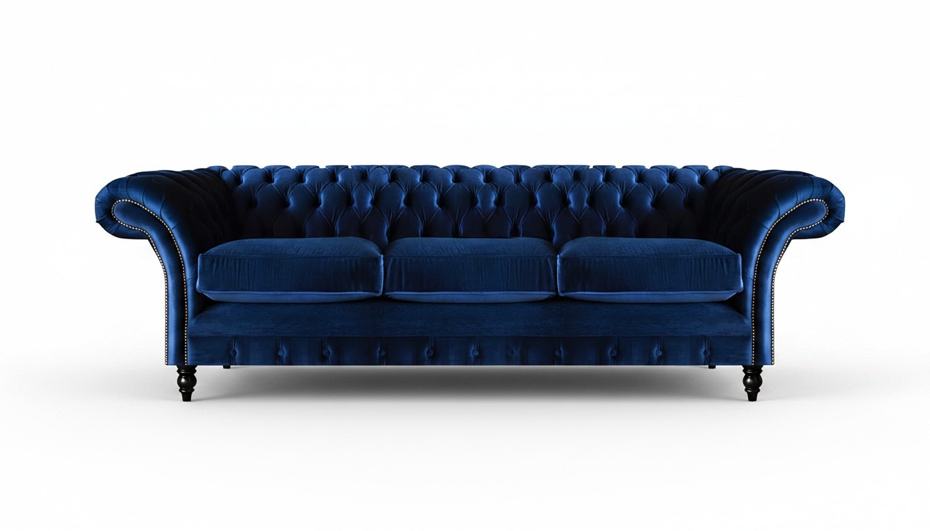 Chesterfield luxury sofa three seater living room upholstery fabric textile design new