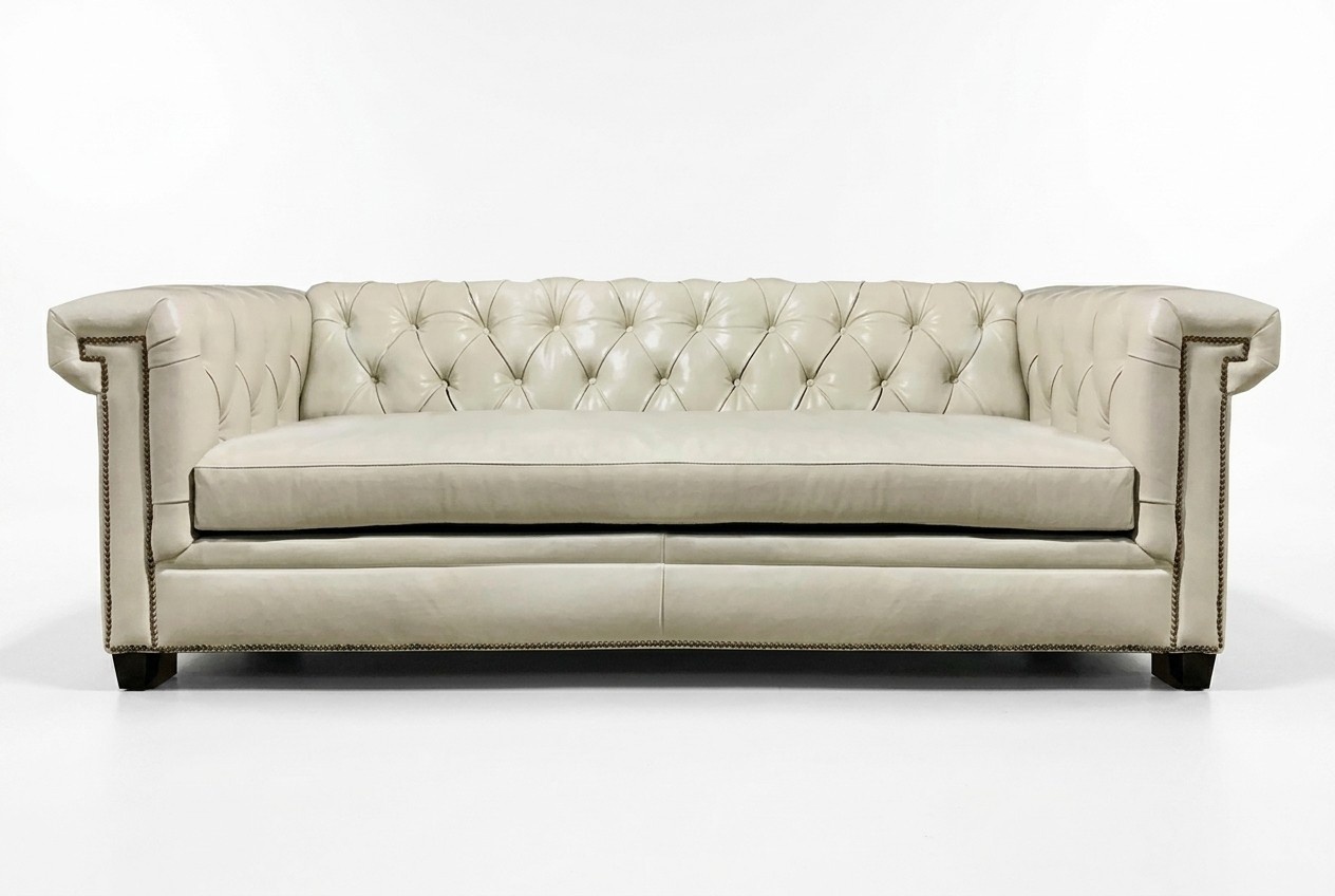 Chesterfield Luxurious Complete Sofa Set 3+2+1 Seaters Beige Upholstered Faux Leather New Padded Seat