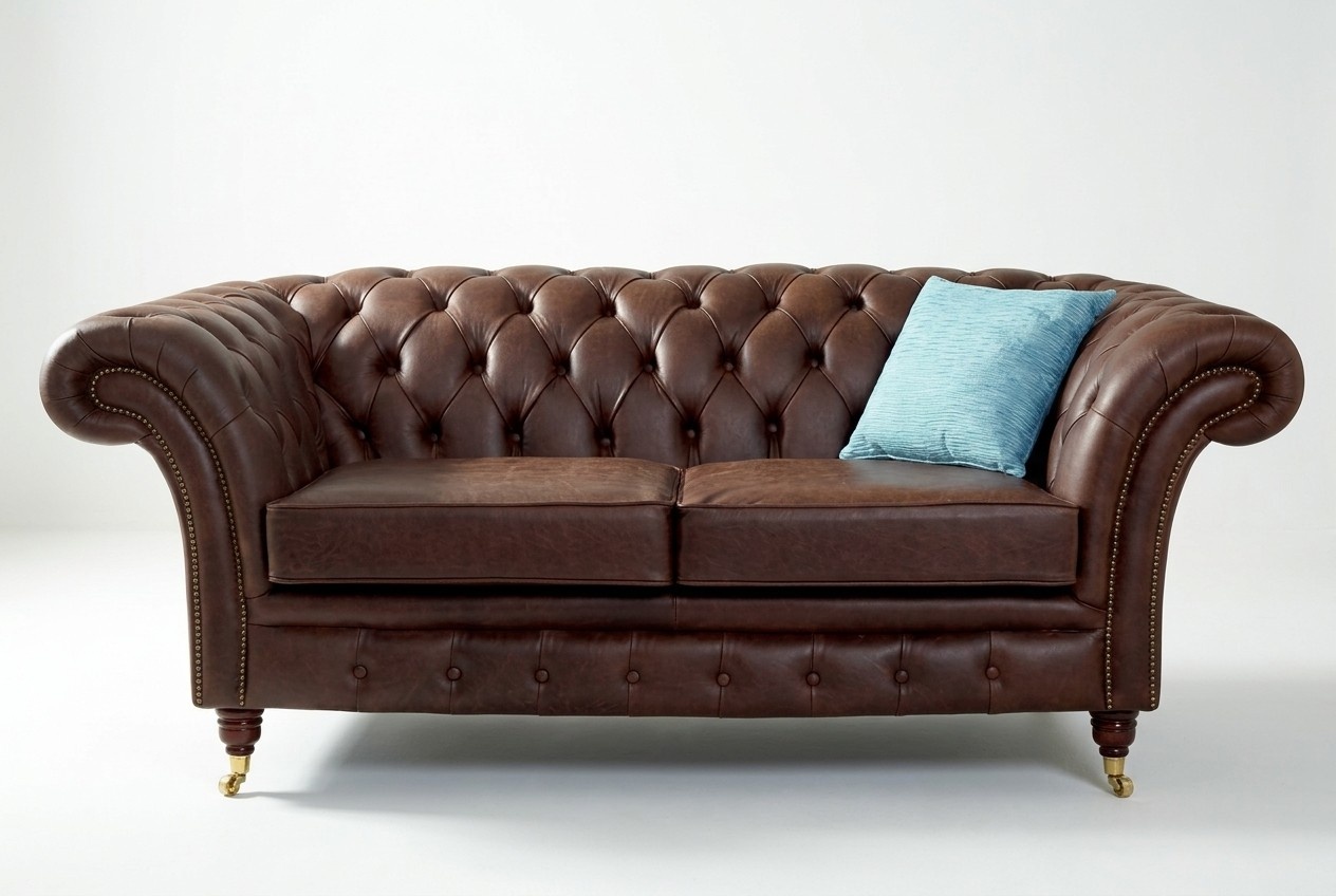 Chesterfield Mens Club Sofa Couch Leather Upholstery 2-Seater Brown NEW jvfurniture®