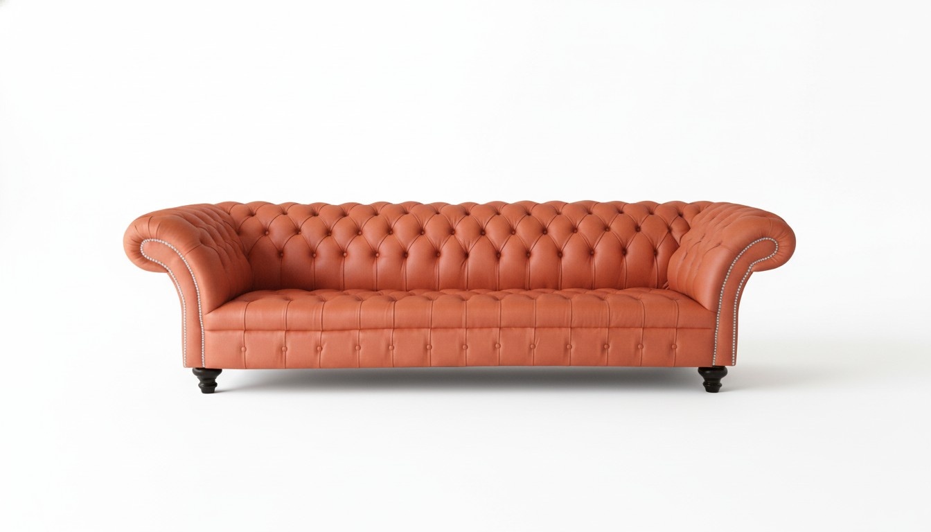 Chesterfield Couch 4-Seater XXL Orange Faux Leather Upholstered Comfortable Sofa