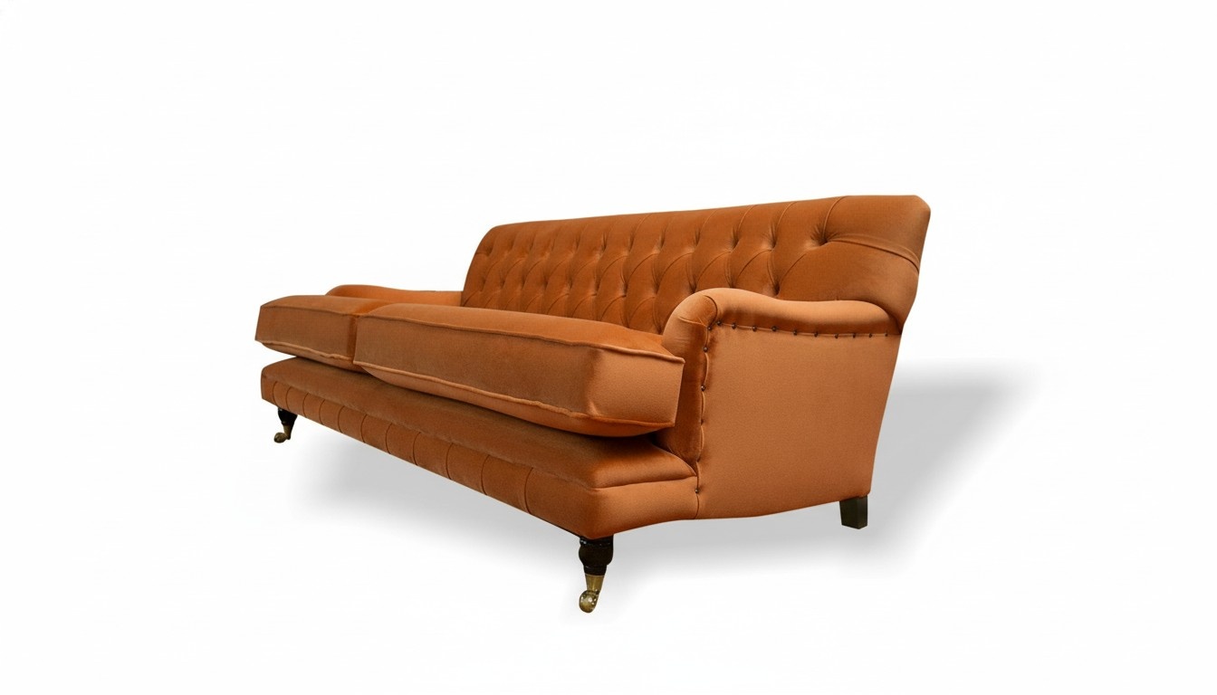 Chesterfield Orange Design Couches Upholstery Sofas Couch Fabric Living Room Textile