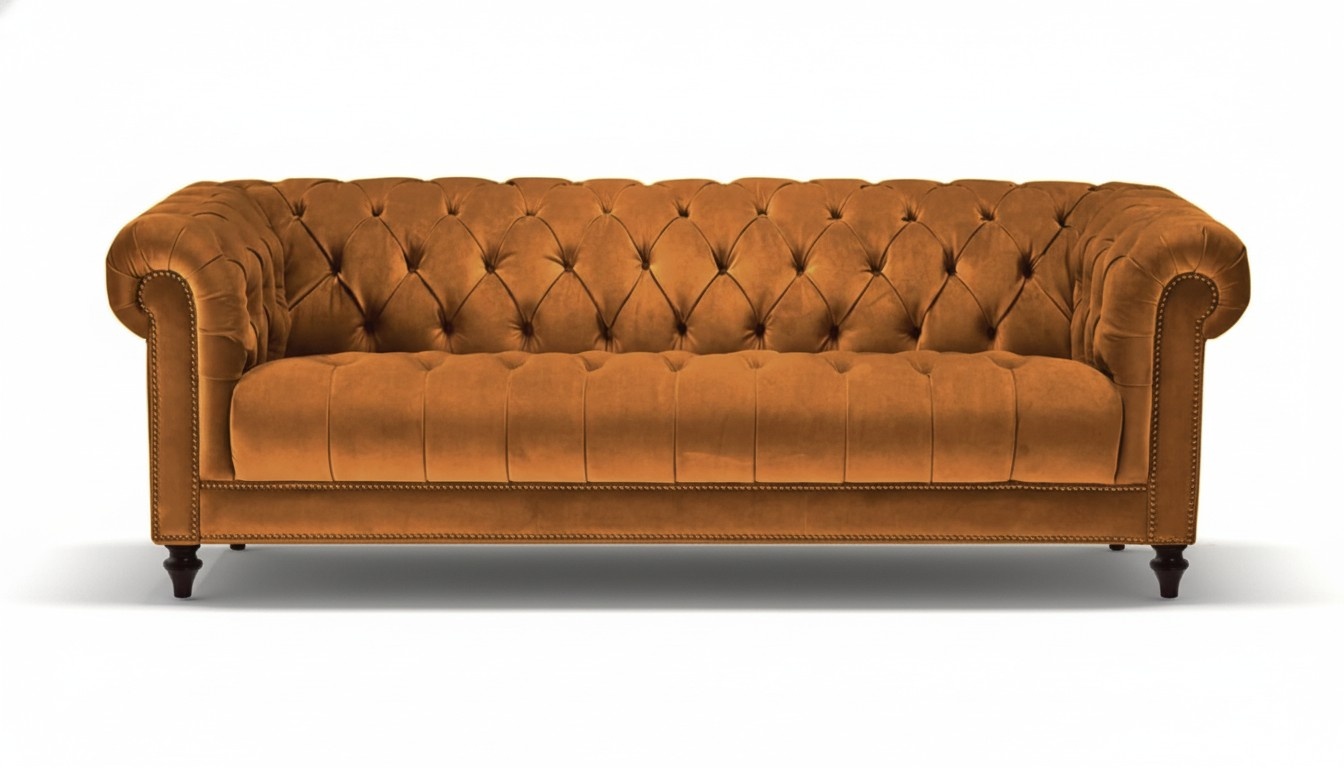 Chesterfield Original Velvet Three Seater Fabric Design Couches Upholstery Sofa Sofas