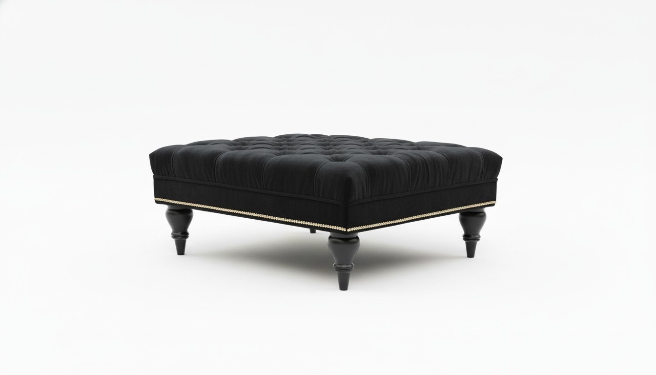 Chesterfield Stool Fabric Design Couch Upholstery Textile Modern Black Side Chair