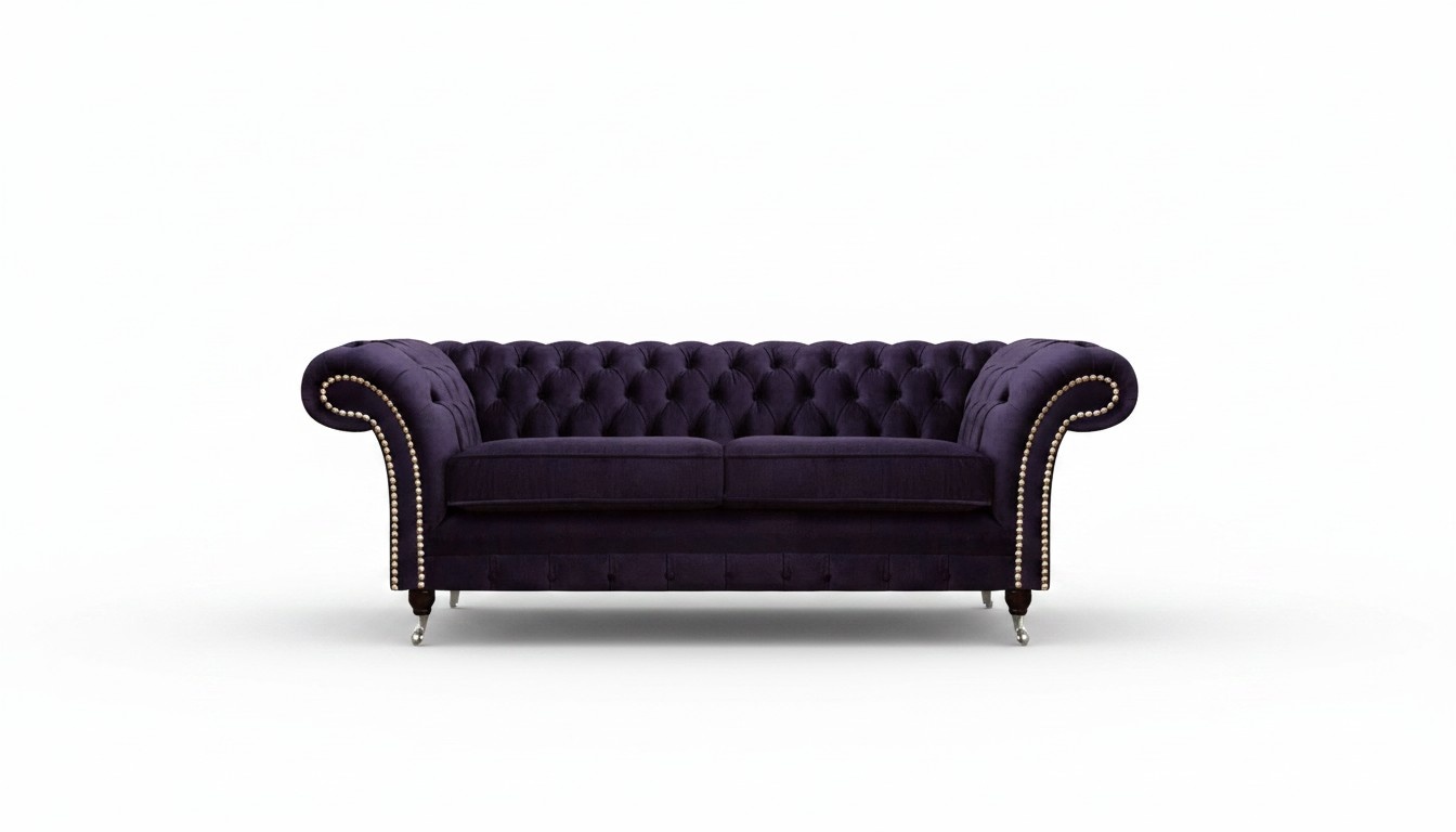 Chesterfield purple two seater sofa couch living room new textile sofas new