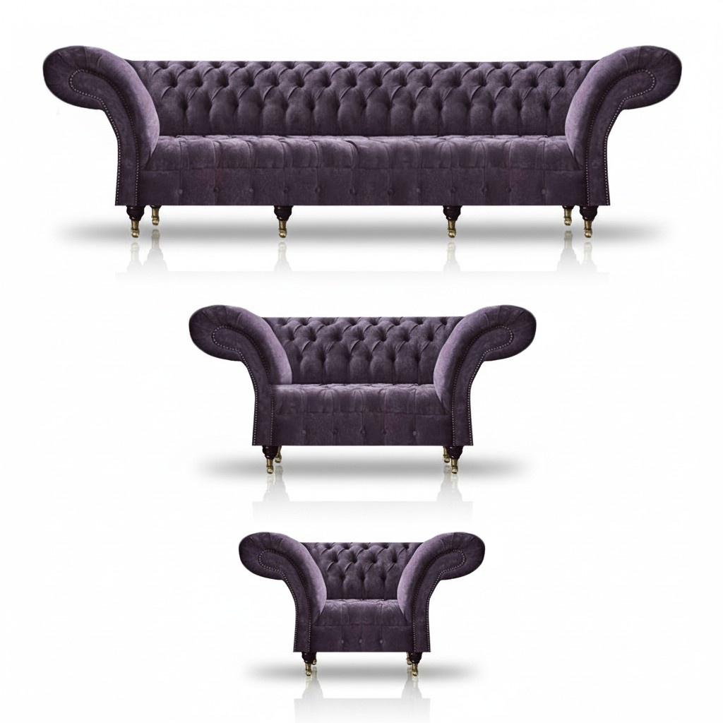 Chesterfield Lila Sofa Modern 4-Seater Designer Loveseat Armchair