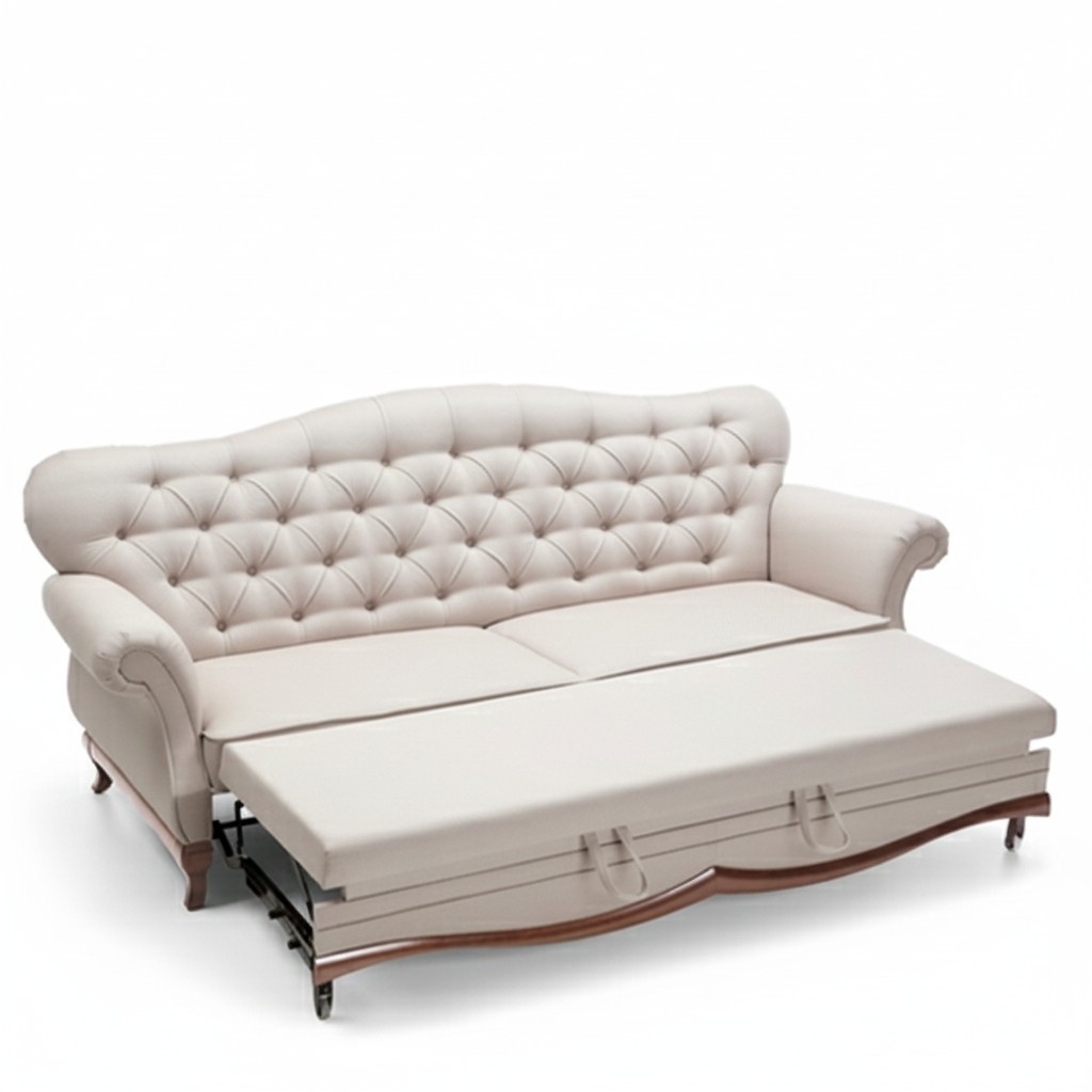Chesterfield Sofa Bed with Bed Function Three-Seater Couch Textile