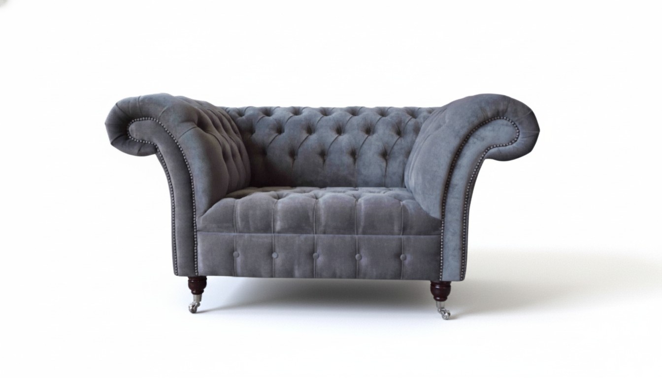 Chesterfield Sofa 1.5 Seater Couch Upholstery Design Sofas Seat Upholstery Grey