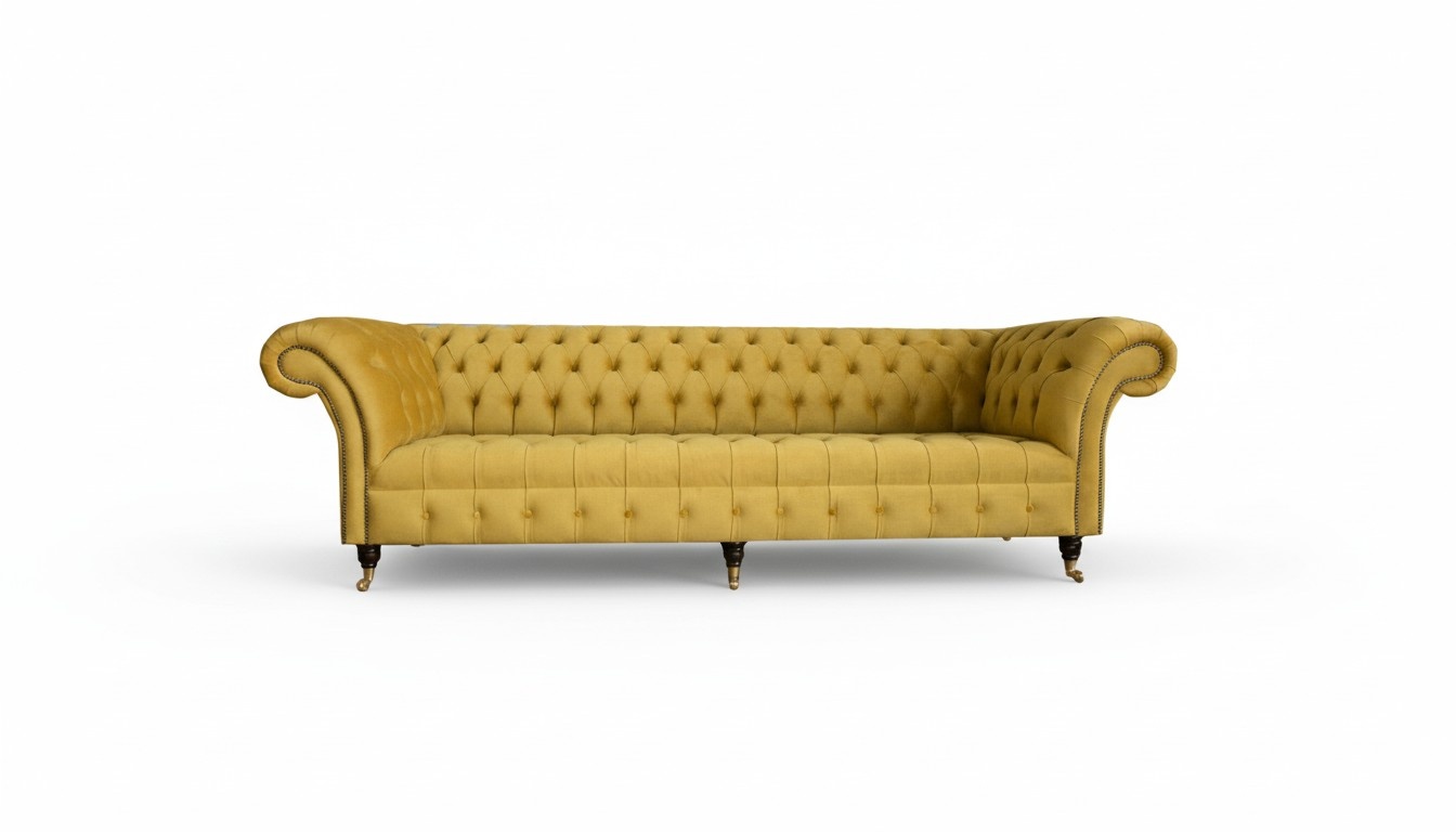 Chesterfield Sofa 4-seater Yellow Luxury Living Room Modern Design Sofas Furniture New