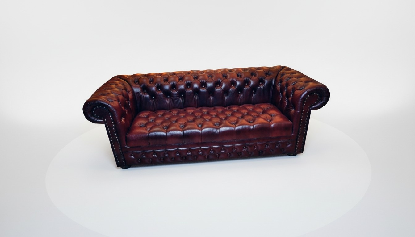 CHESTERFIELD SOFA COUCH LEATHER SOFA 3-SEATER UPHOLSTERY SET WILLIAM III