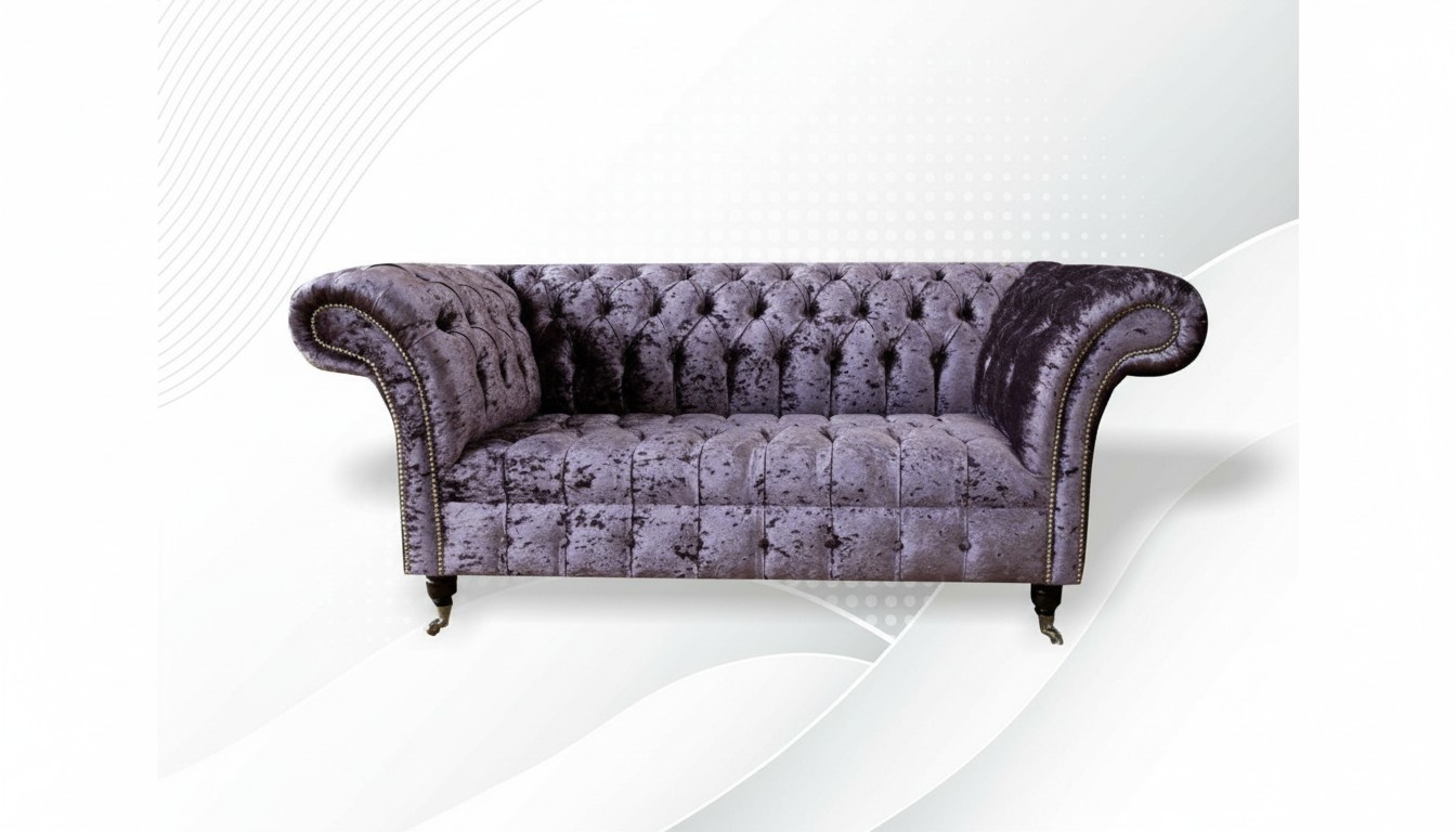 Chesterfield Sofa Couch Two Seater Fabric Couches Sofas 2 Piece Seat Upholstery Velvet