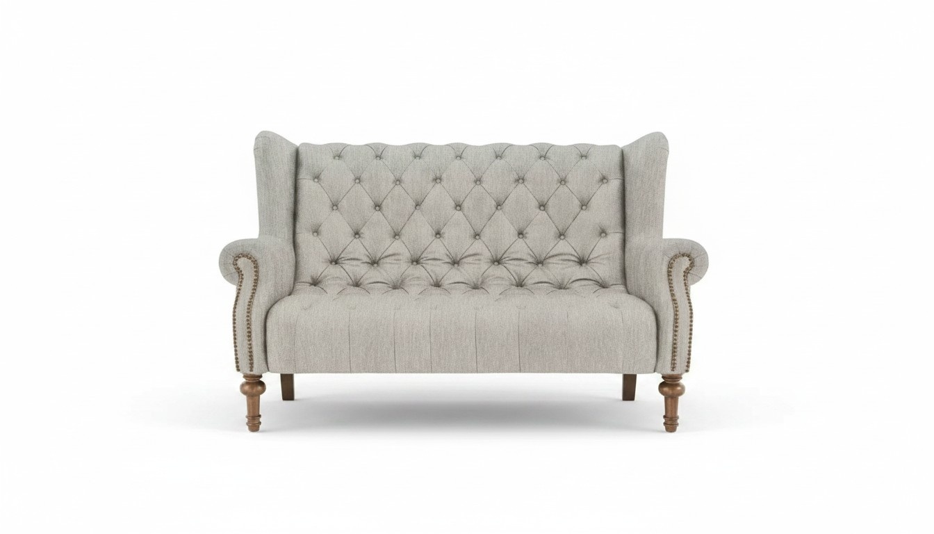 Sofa 3-Seater Textile Upholstered Classic Chesterfield Couch Purple Soft Cushions