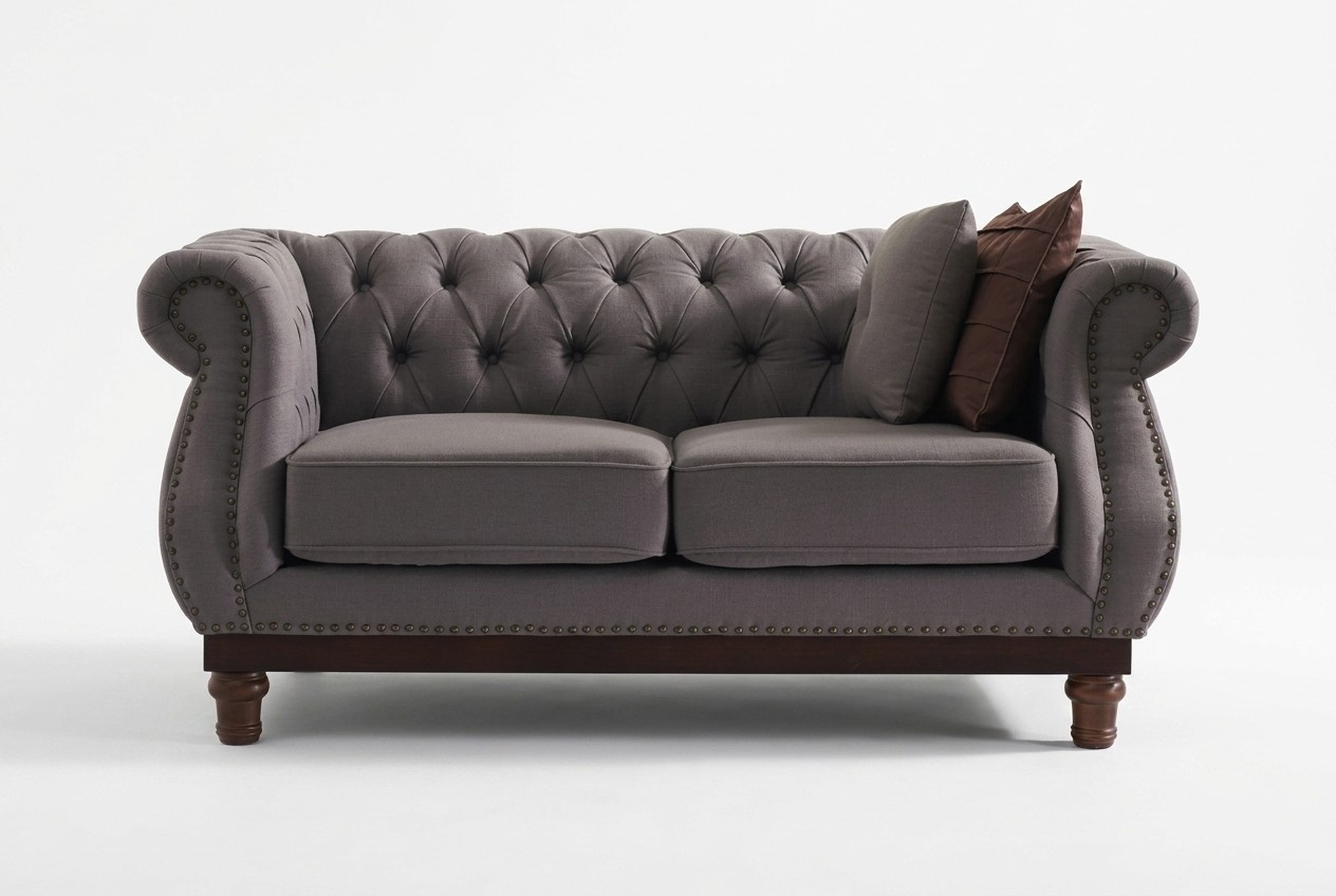 Chesterfield sofa couch upholstery fabric Textile couches 2-seater With seat pads High-quality New