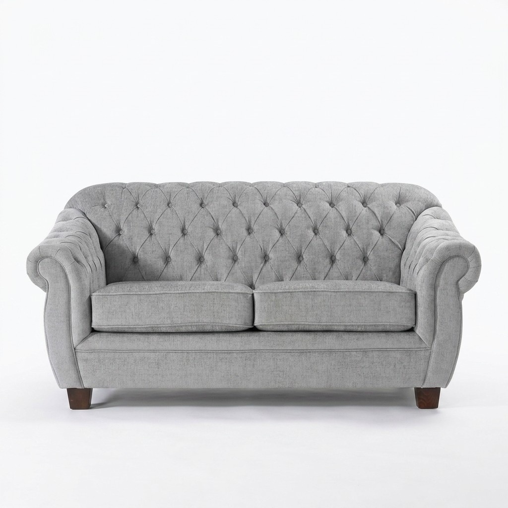 Chesterfield Classic Sofa 2-seater Upholstered Textile Comfortable Loveseat New With Cushions