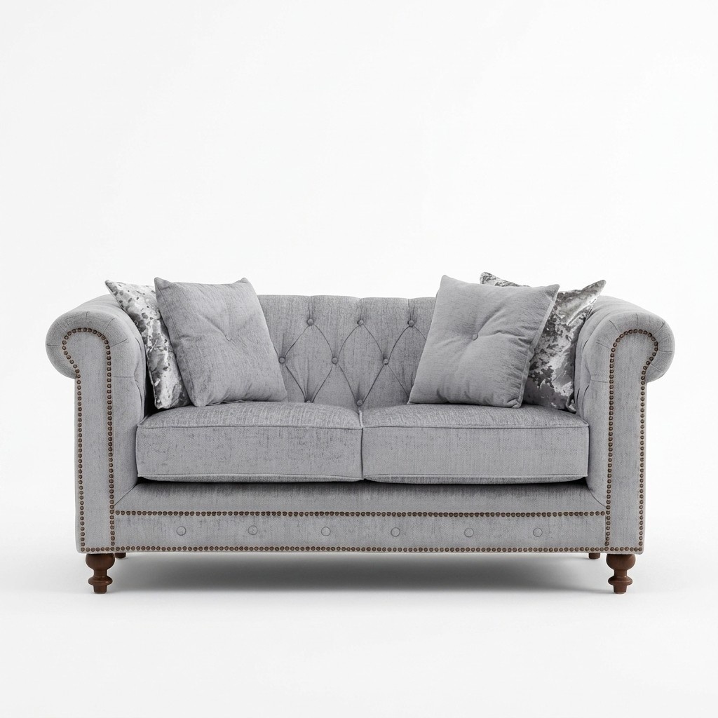 Chesterfield sofa 2-seater couch upholstery fabric Textile couches set With Cushions