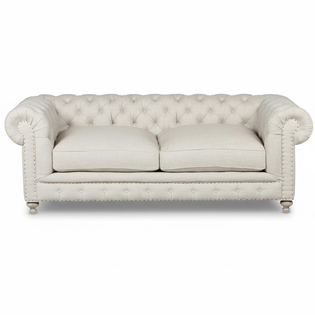 Chesterfield Beige sofa 3-seater couch upholstery fabric textile couches free choice of colour new