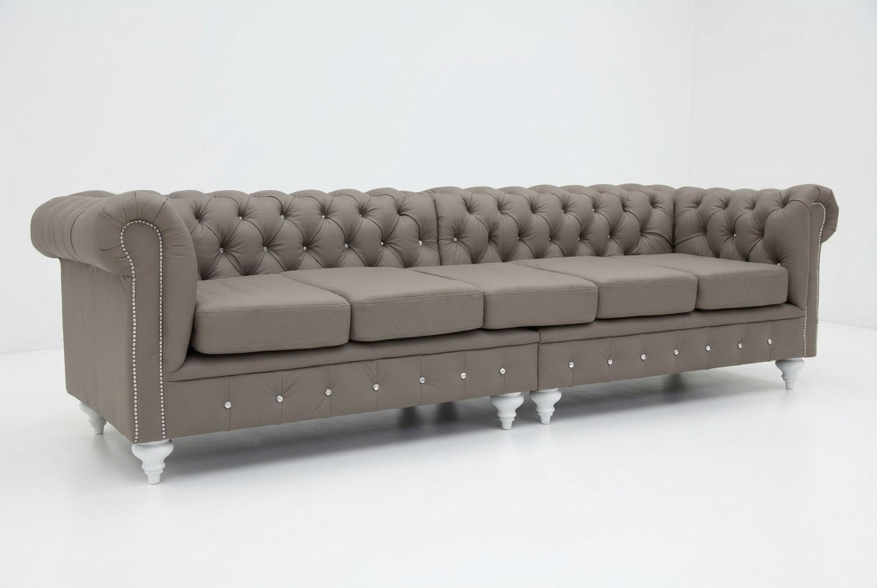 Chesterfield sofa 5-Seater couch upholstery faux leather couches grey free colour choice 2 parts