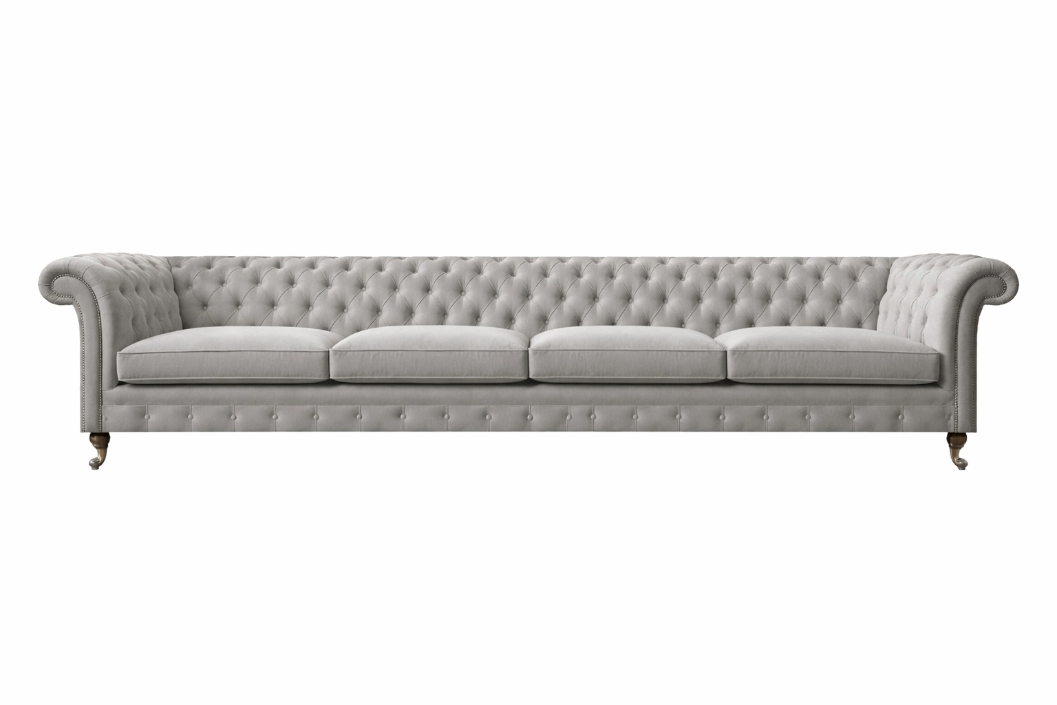 Chesterfield Sofa Four-Seater Couch Living Room Luxury Upholstery Gray Furnishing