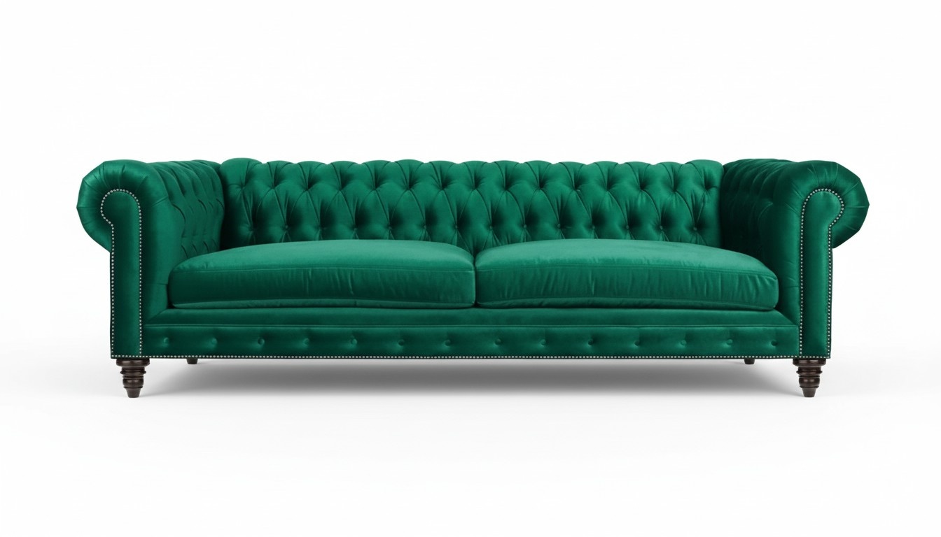 Chesterfield Sofa Green Textile Fabric Couches Creative Furniture 3 seater New Sofas