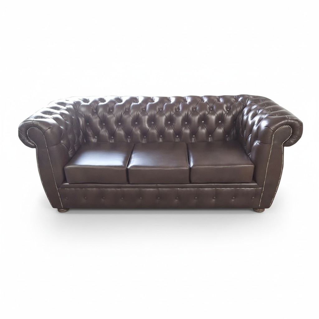 Chesterfield Sofa Leather Sofa Couch 3 Seater Original Brown Sofas