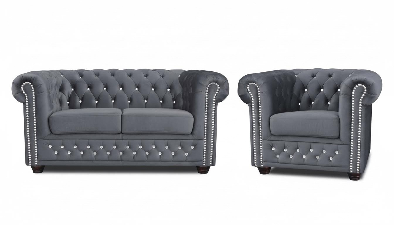 Chesterfield Sofa Set 2+1 Seater Design Couch Upholstery Sofa Set New