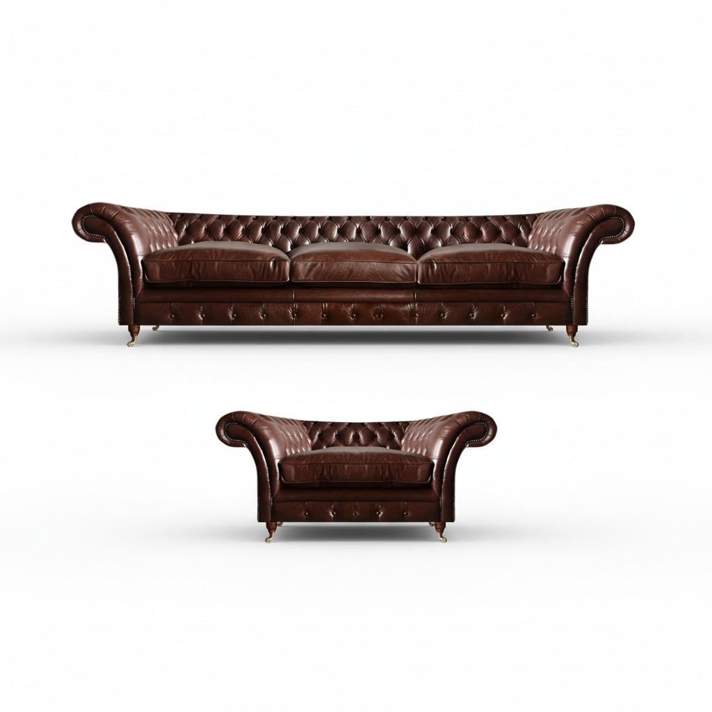 Chesterfield Sofa set 2-piece Upholstered furniture set 3+1 couches seating group