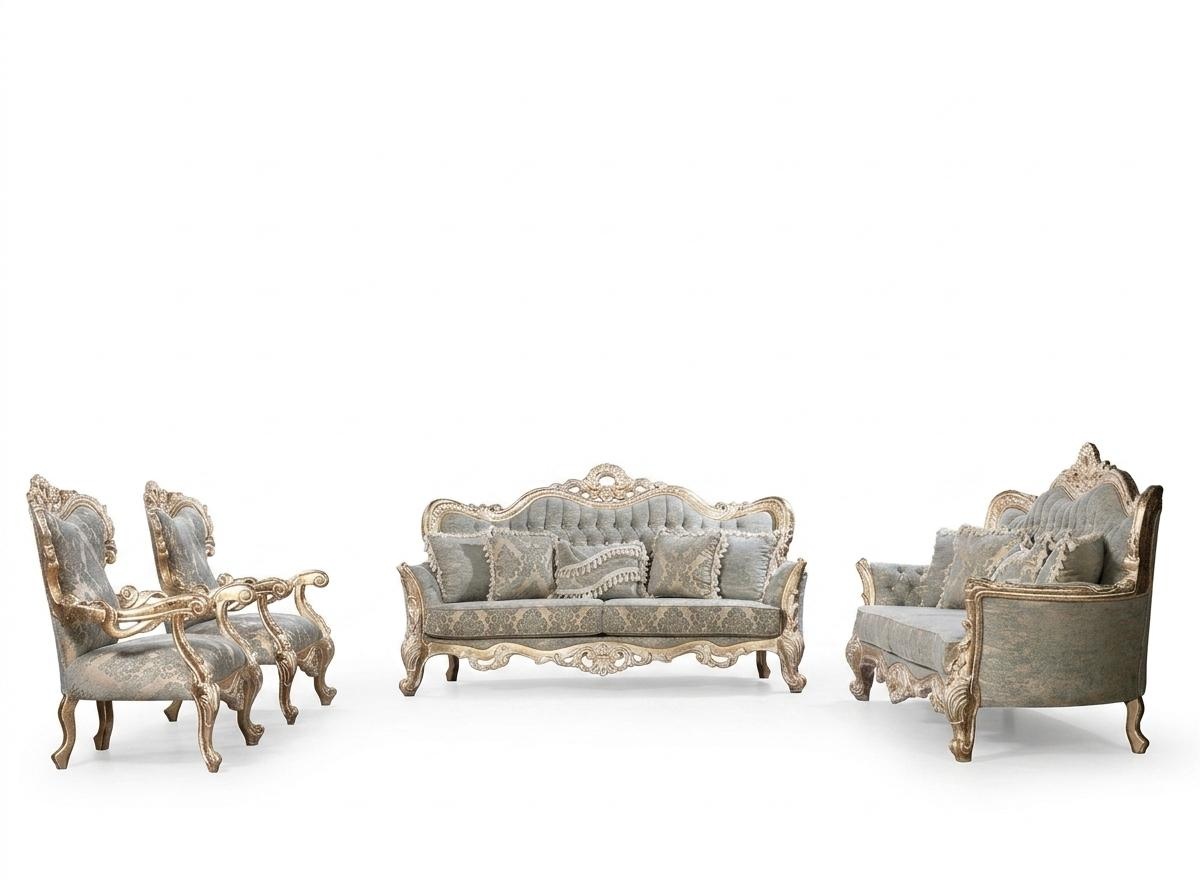 Chesterfield Sofa Set 3+3+1+1 Seat Coffee Table Classic Sofa Upholstery Seat