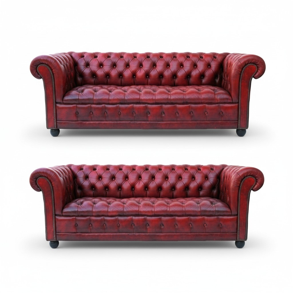 Chesterfield Sofa Set 3+3 Seaters Classic Red Faux Leather Couches Comfortable New