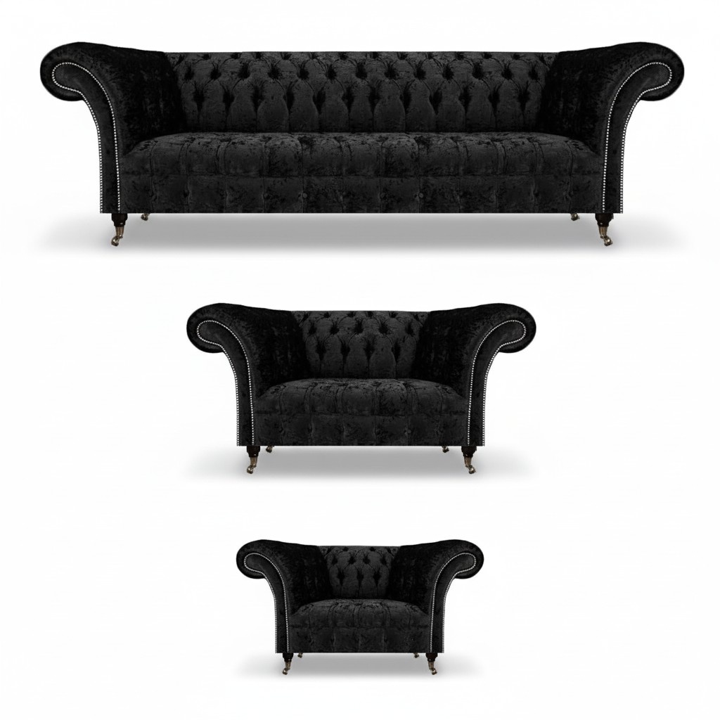 Chesterfield sofa set 3 pieces complete living room sofas couch new set