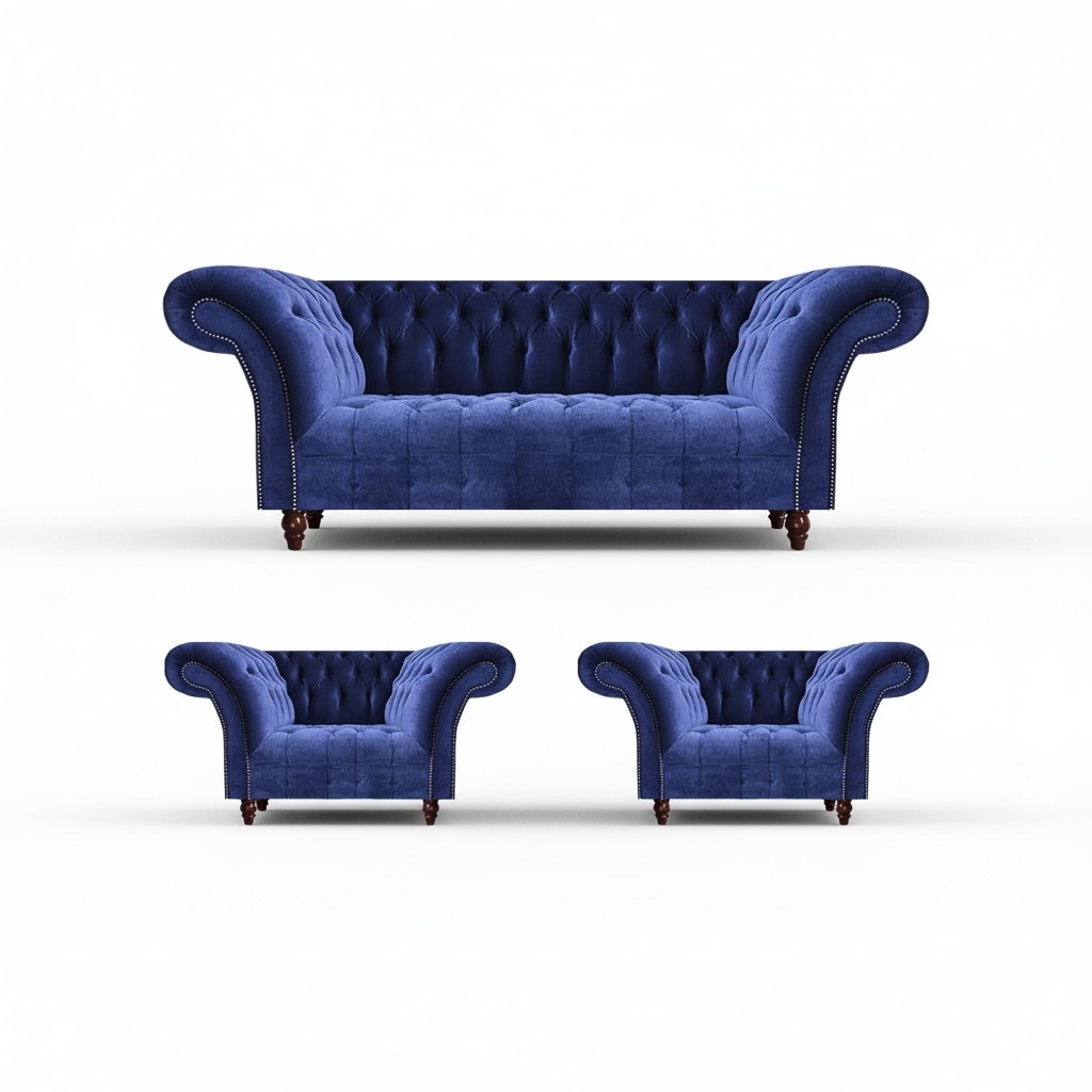 Chesterfield Sofa set 3-piece Upholstered Furniture Modern Seating Group