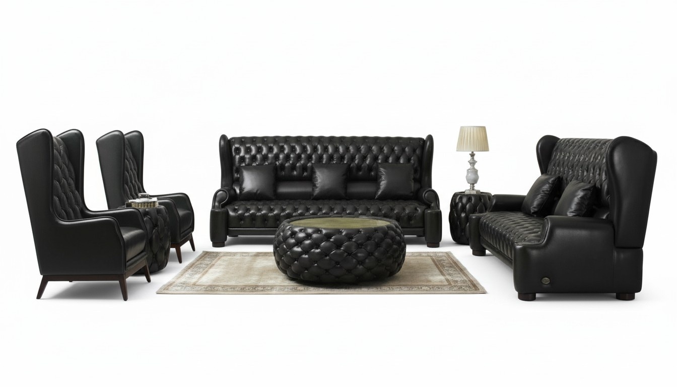 Chesterfield Sofa set leather sofa couch seating upholstery set 3+2+1+1 A39