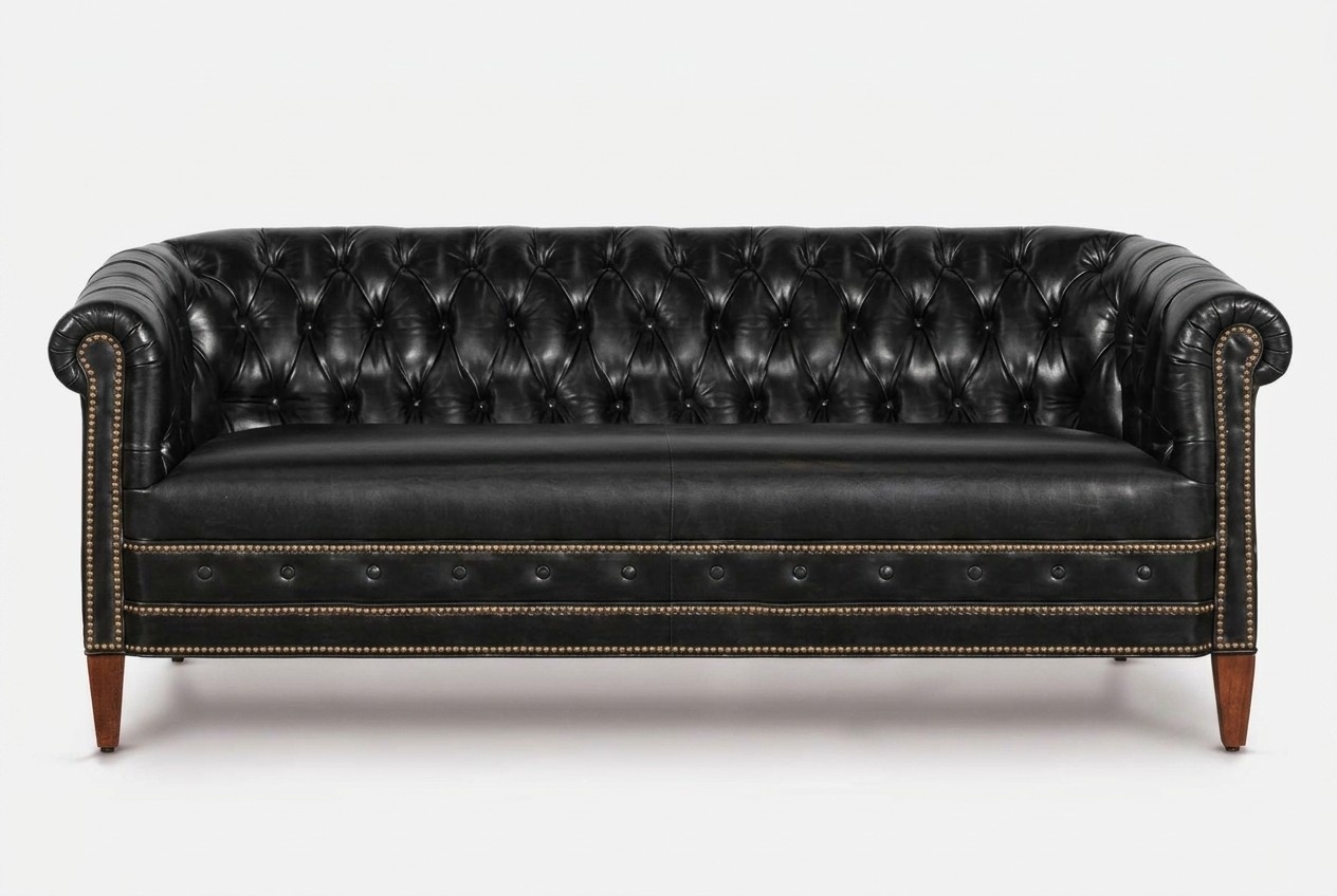 Chesterfield Sofa Set Classic Style 3+2+1 Seaters New Black Couches Living Room Leather Glossy