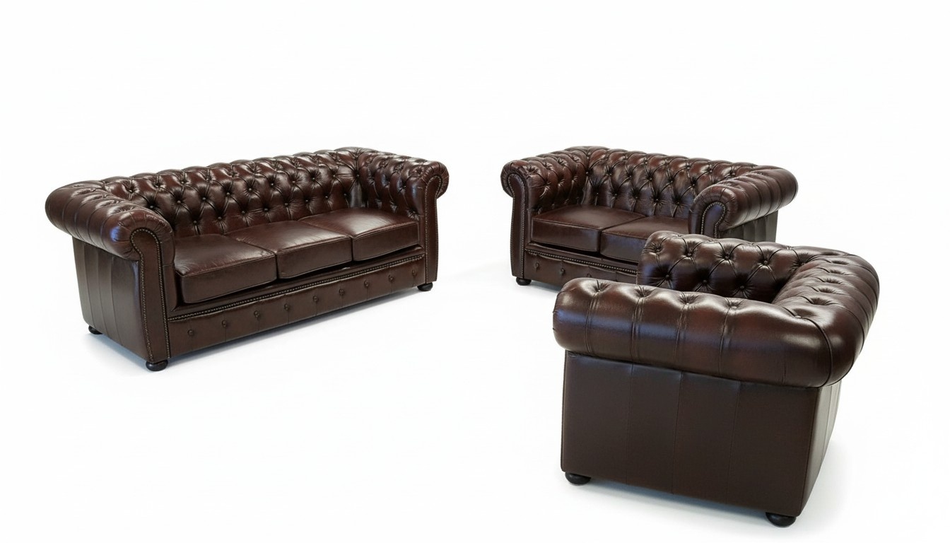 Chesterfield Sofa set Sofa Couch upholstery 3+2+1 leather sofa complete set