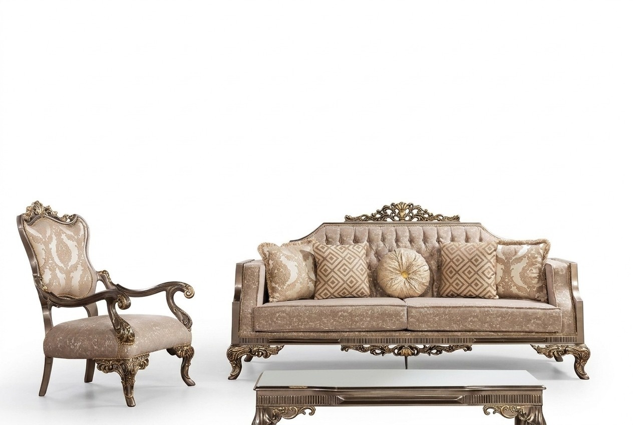 Chesterfield sofa set with coffee table Sofa set upholstered furniture 5 pcs.