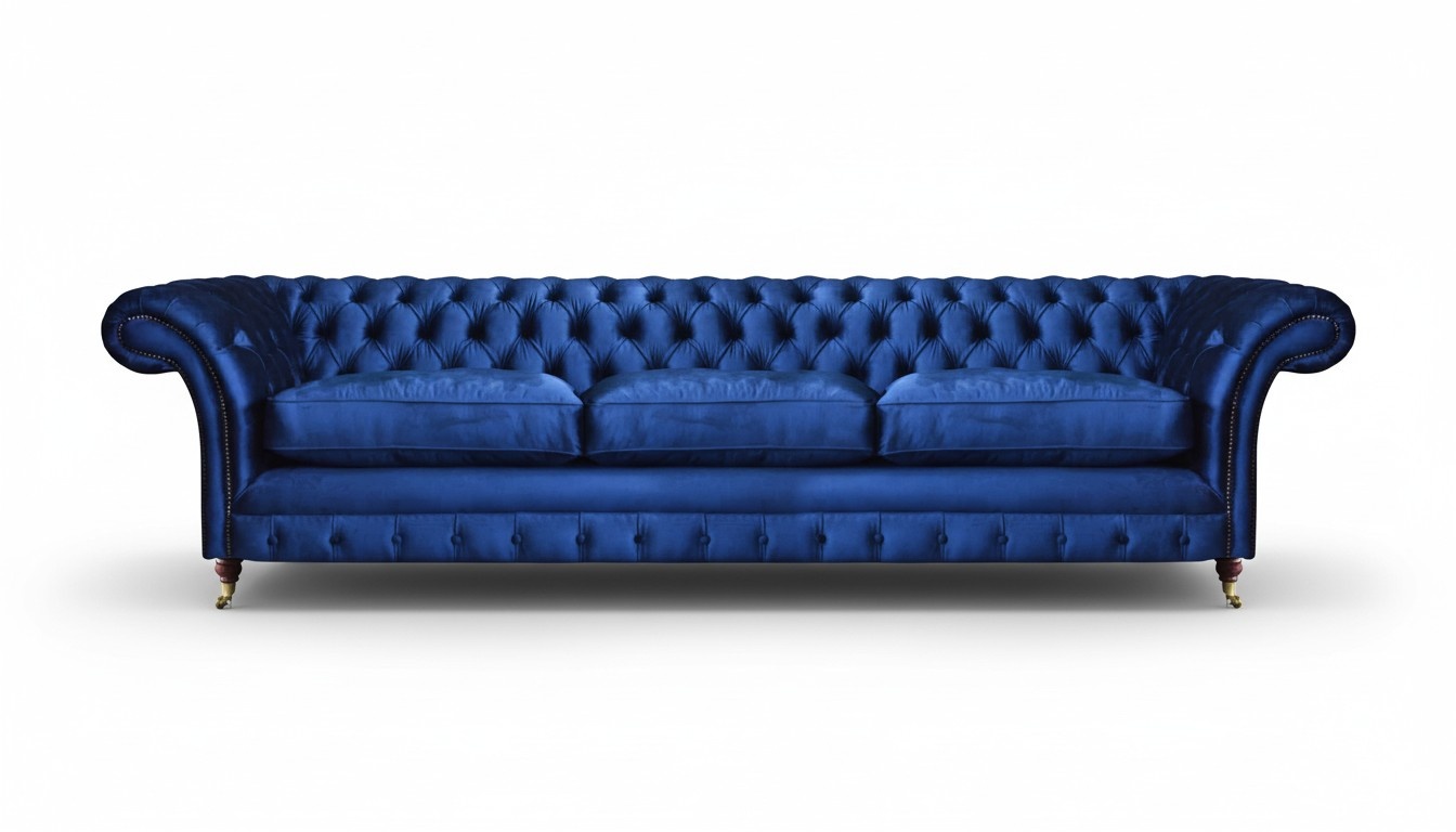 Chesterfield Sofa Three-Seater Couch Modern Seating Furniture Upholstered Fabric