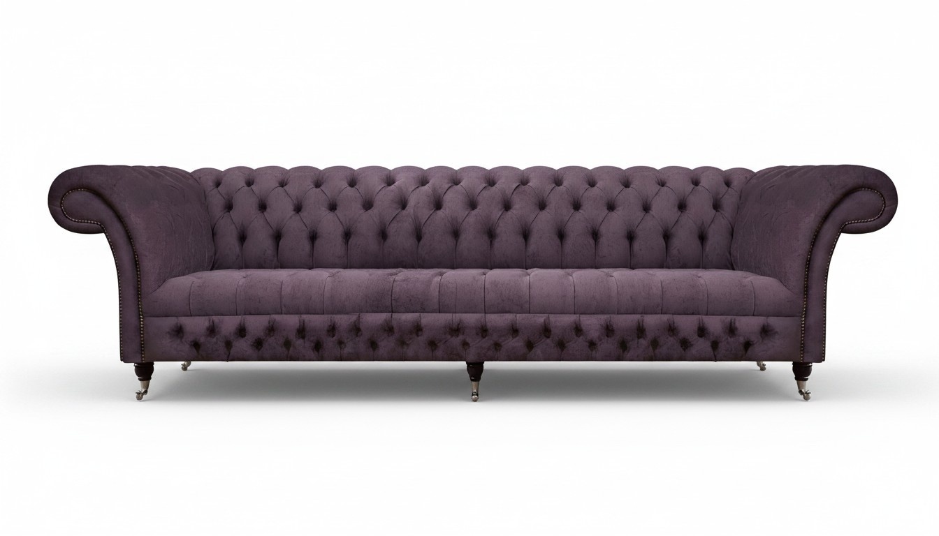 Chesterfield sofa three seater living room sofas couch luxury purple upholstered seat