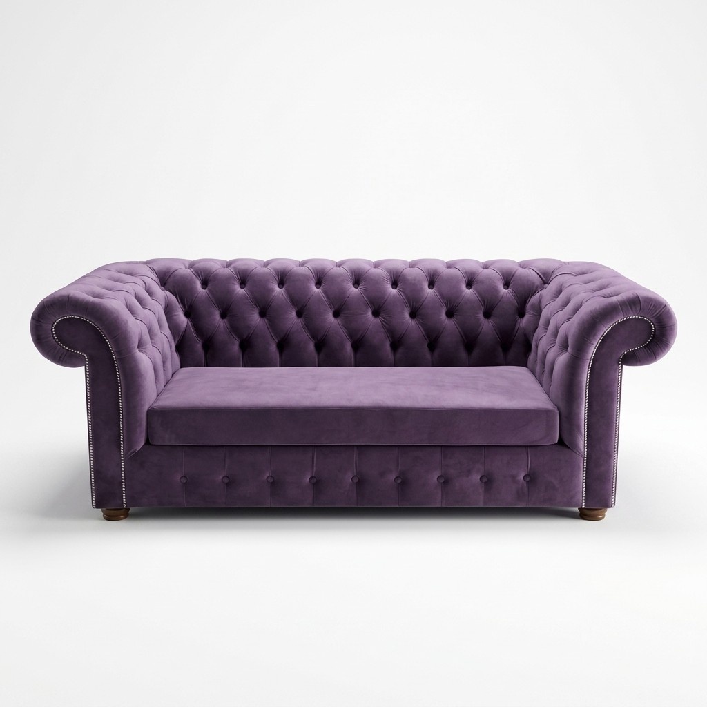 Chesterfield Sofa Three Seater Sofas Couch Upholstery Textile Purple Couches Velvet