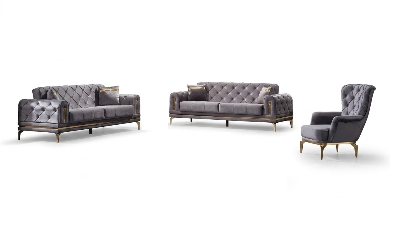 Chesterfield Sofas Complete 3+3+1 Seater Chesterfield Luxury Living Room