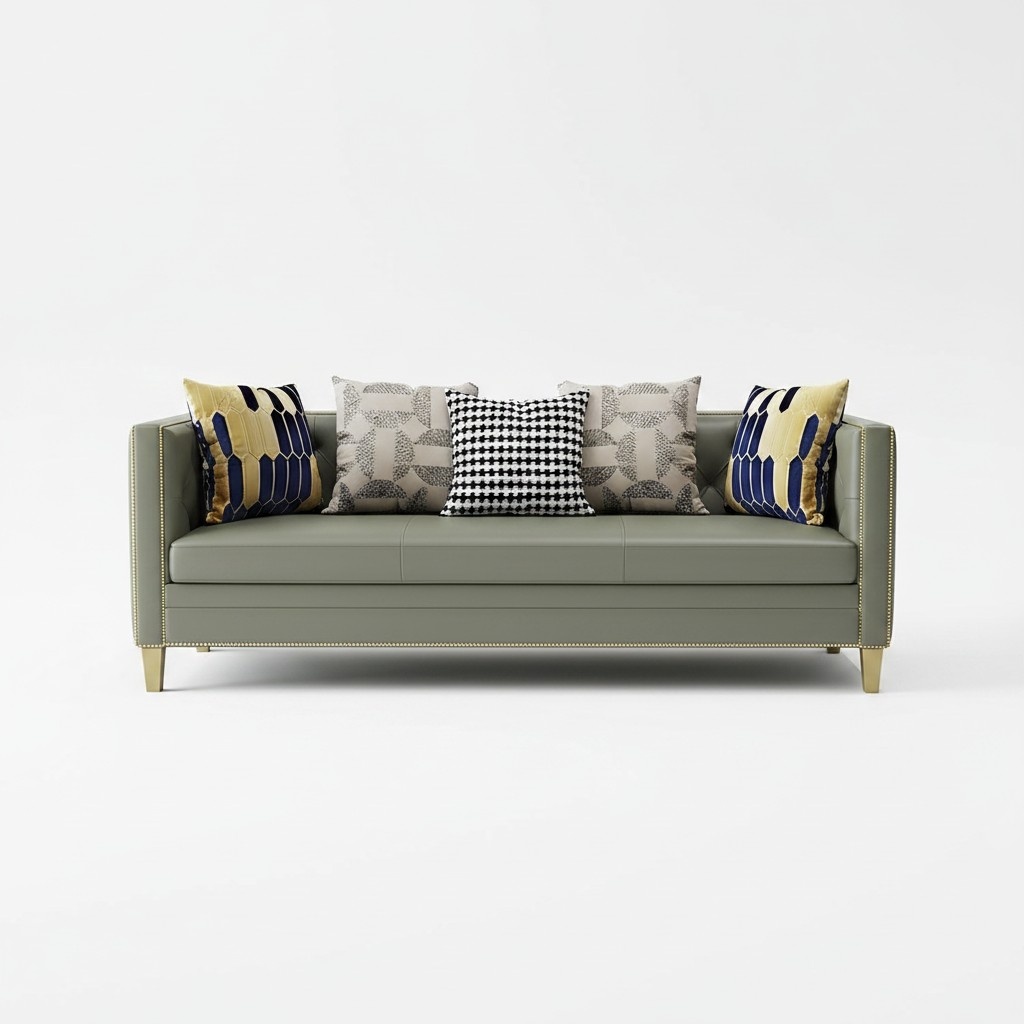 Chesterfield stainless steel couch upholstery seat set sofa 3 + 1 leather living room new