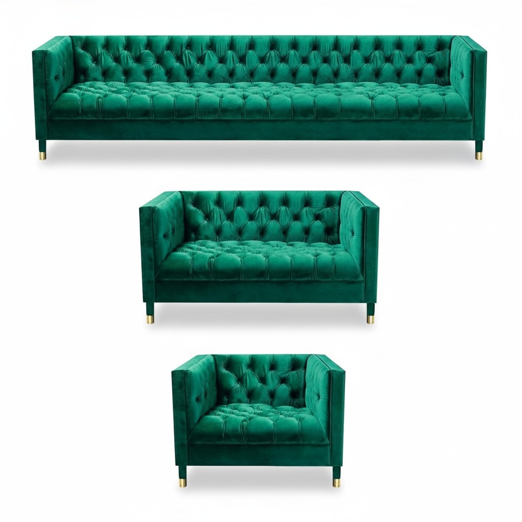 Chesterfield set luxury furniture living room set 3-piece upholstery fabric