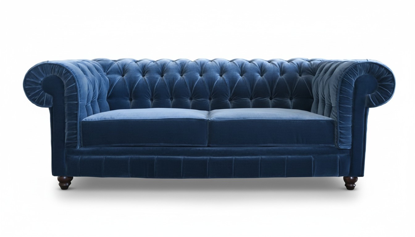 Chesterfield Textile Sofa Leather Fabric Couch 3-Seater Sofa Set Leather Sofa NEW