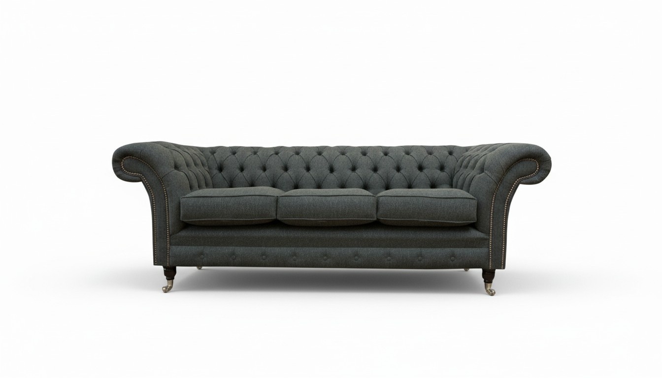 Chesterfield Three Seater Sofa Gray Modern Couches Sofas Design Couch Furniture New