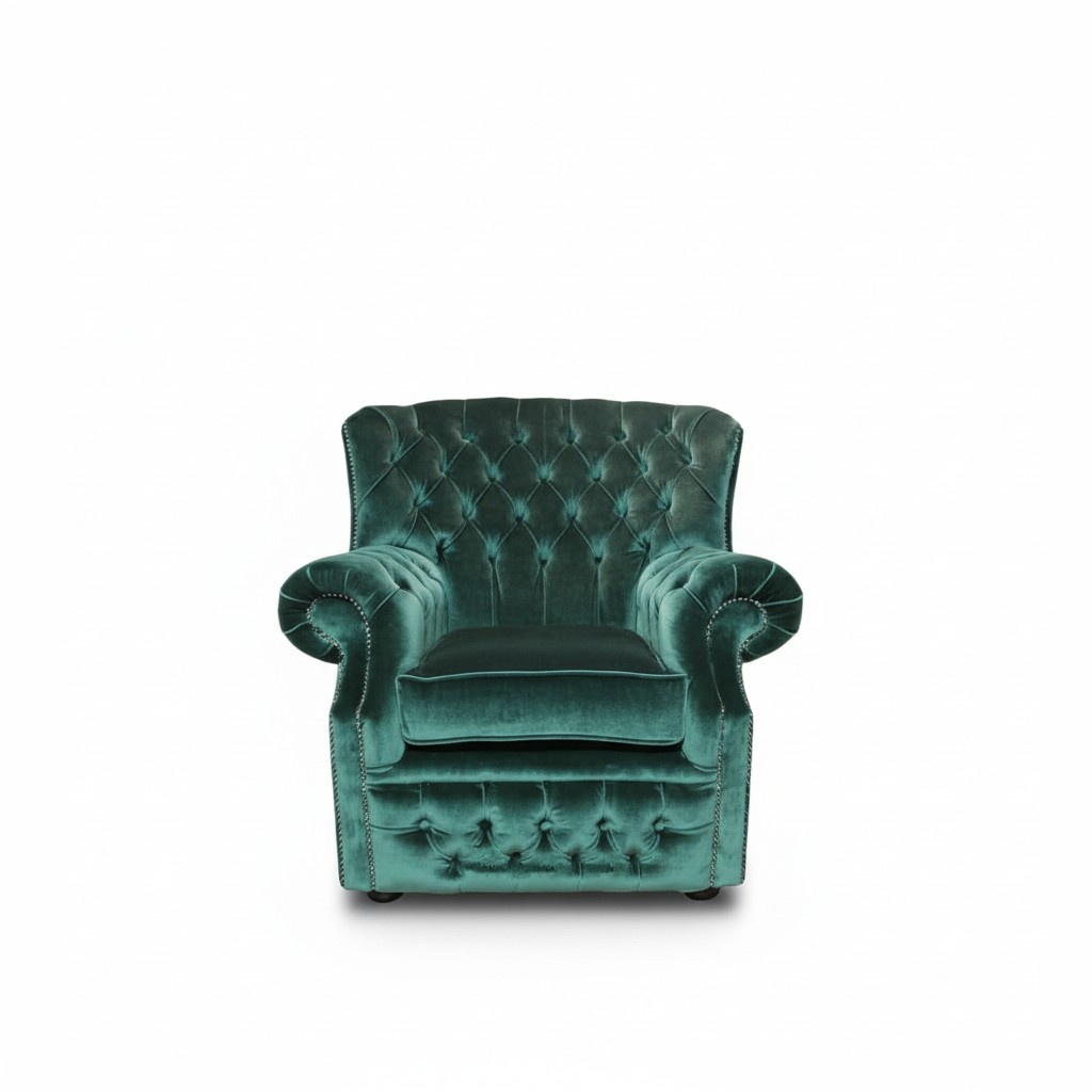 Chesterfield Velvet Green Wingback Chair 1 Seater Armchair Couch Sofa Lounge Chair New