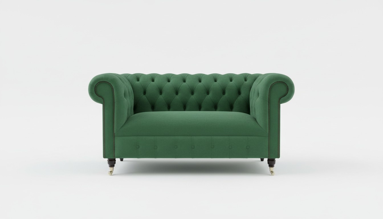 Cheserfield velvet sofa 2 seater designer couches couch textile fabric upholstery green