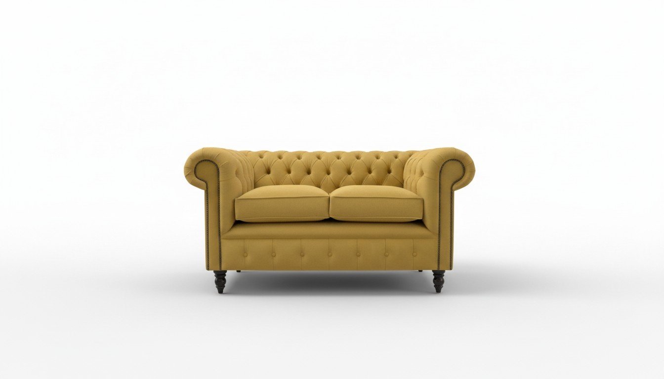 Cheserfield velvet sofa 2 seater designer couches couch textile fabric upholstery yellow