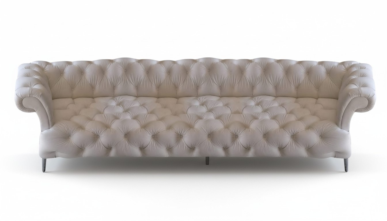 Chesterfield White Four-Seater Leather New Sofa Couch Modern Living Room Furniture