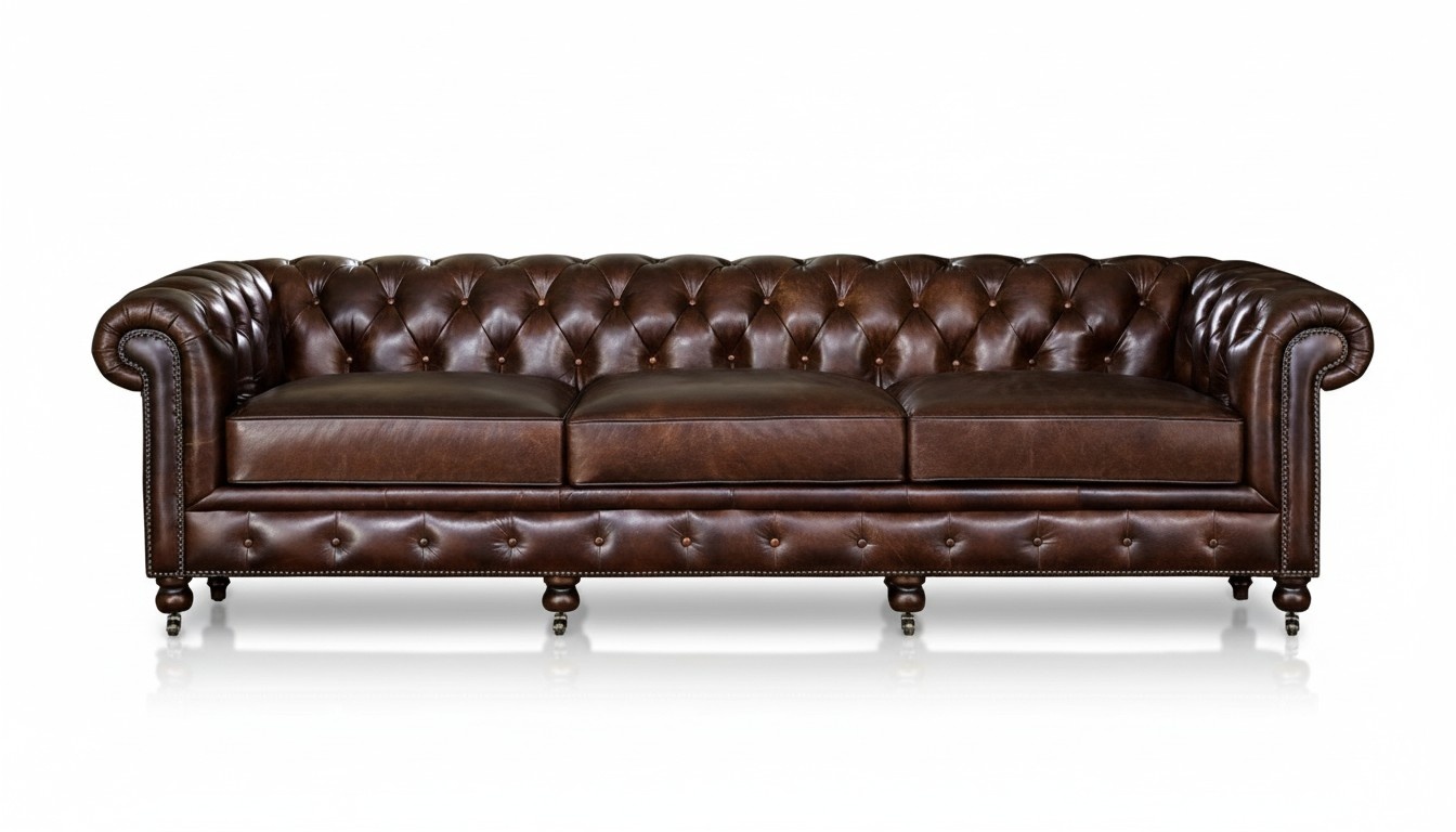 Chesterfield Classic Sofa 3-Seater Premium Faux Leather Chocolate Brown Comfortable Couch New