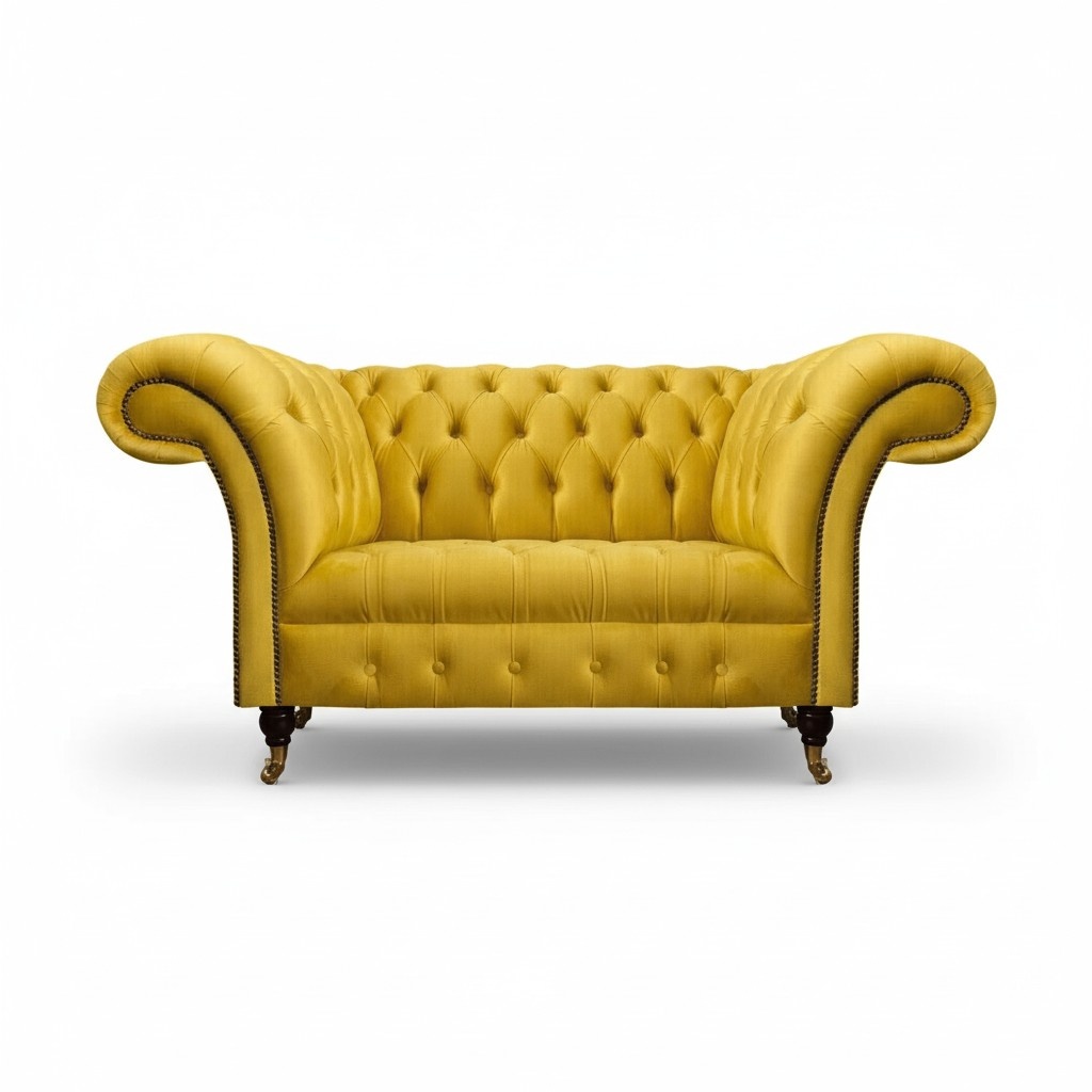 Chesterfield Yellow Couch Living Room Upholstered Sofas Designer Loveseat