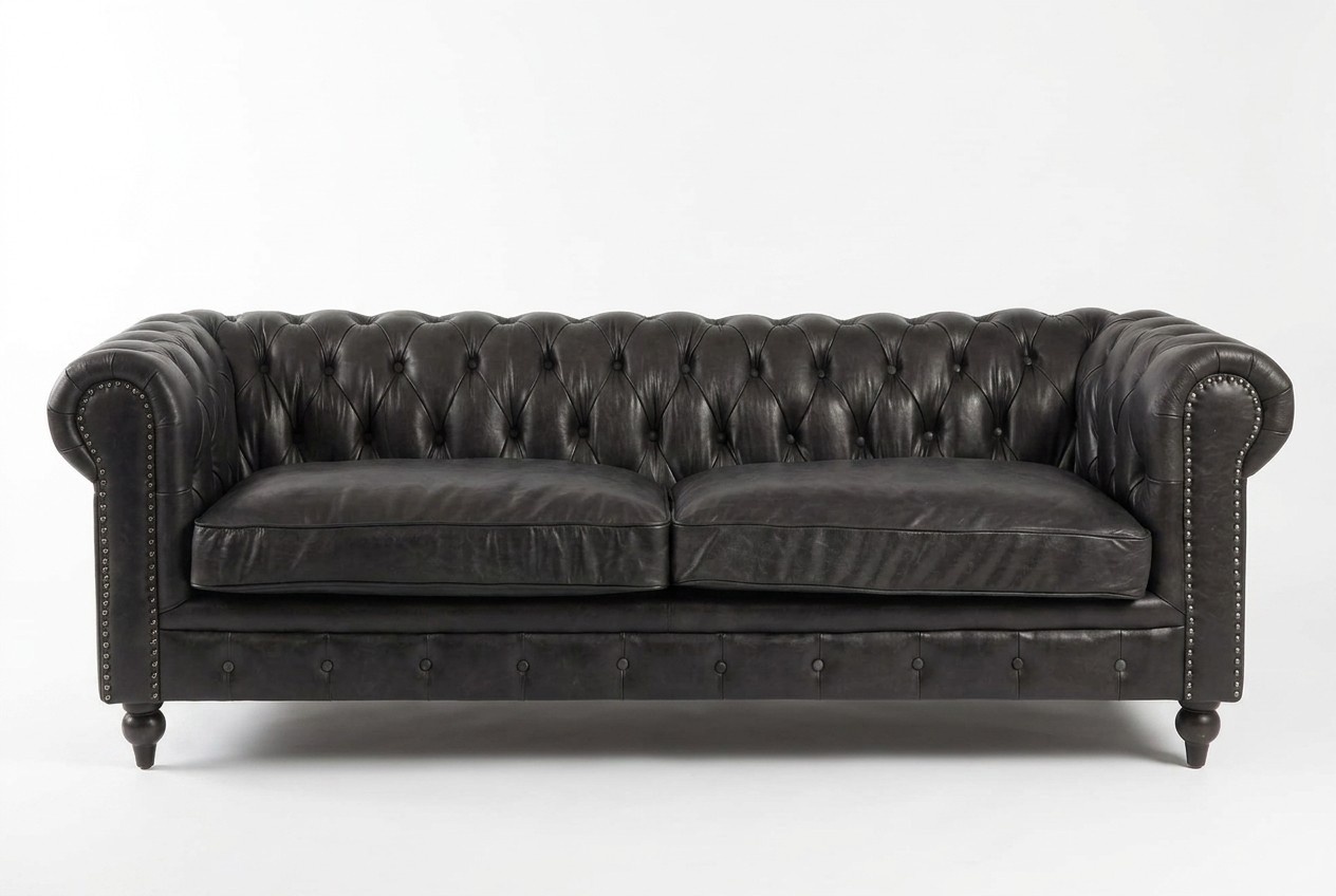 Cheterfield Sofa 3 Seater Modern Leather Fibre Real Wood Luxury Classic Style Furniture
