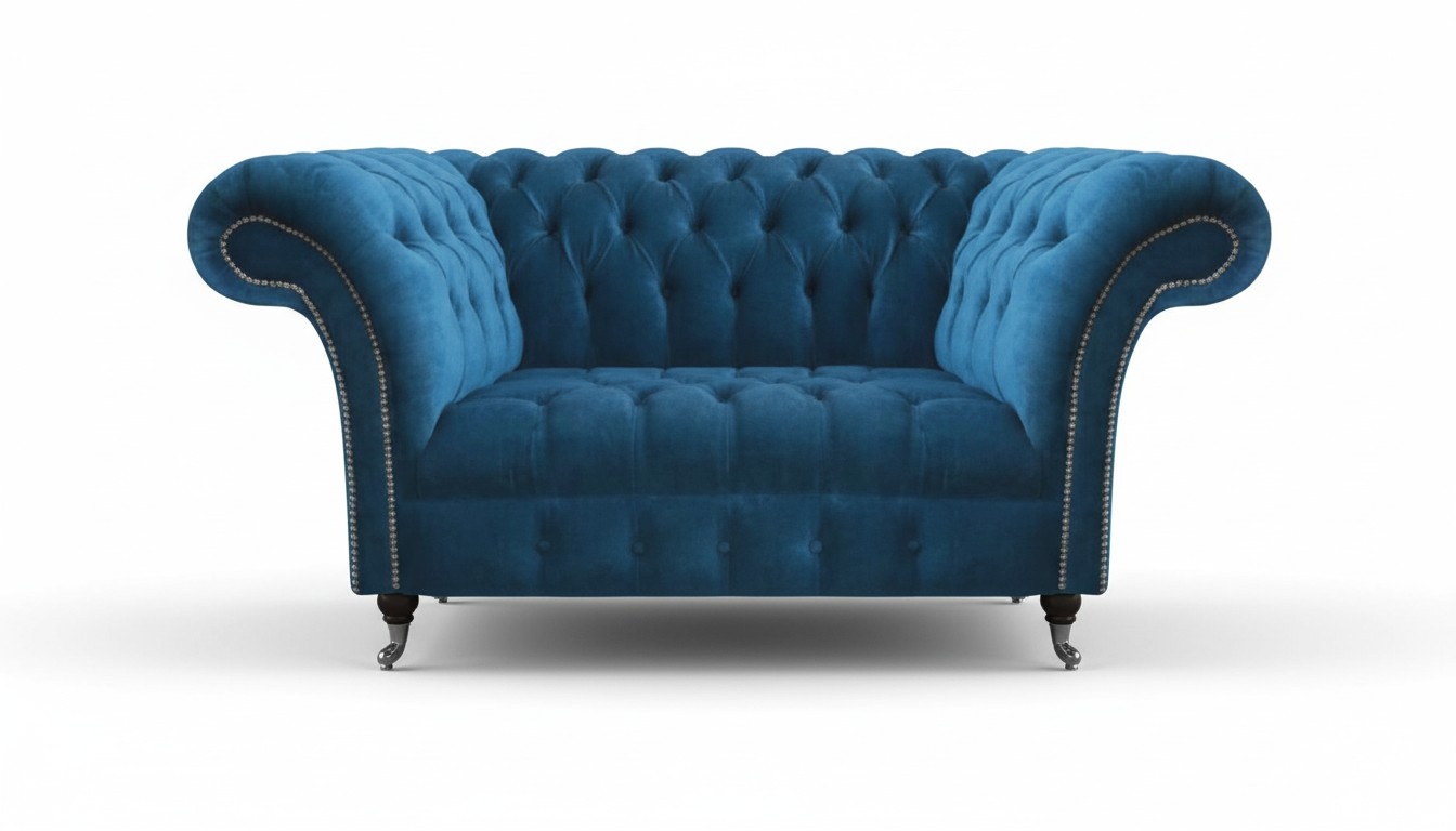 Chic Blue Chesterfield Two-Seater Modern Living Room Seating Furniture